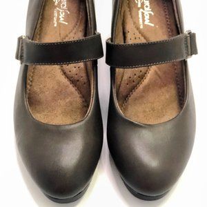 Women's Natural Soul Maritza Mary Jane Wedge Shoes Coffee Bean Brown Size 7.5